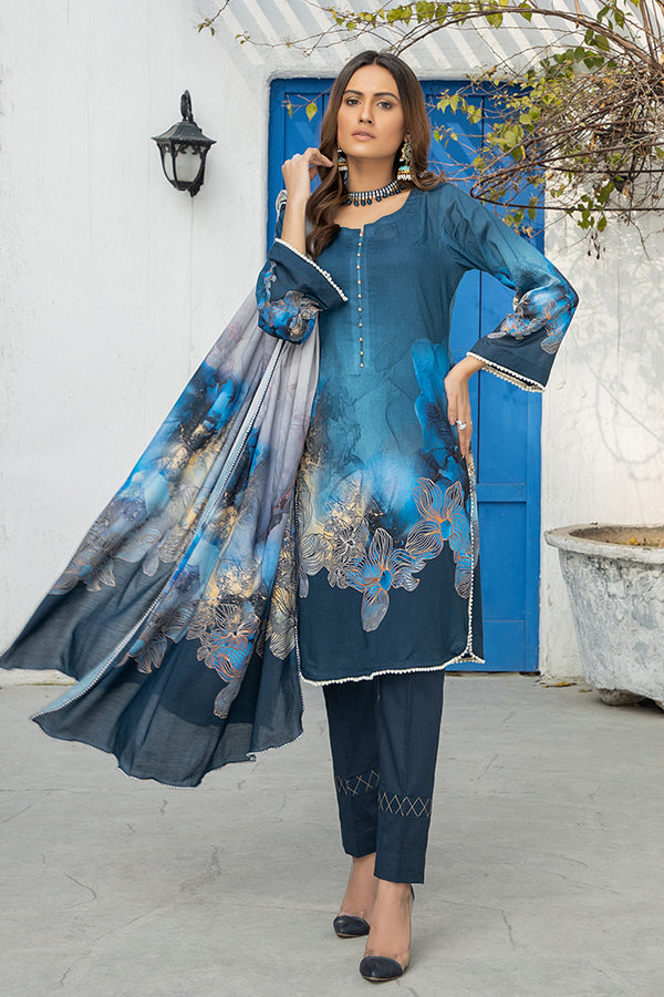 Orchid Digital Print Lawn`21 (Neavy Blue)