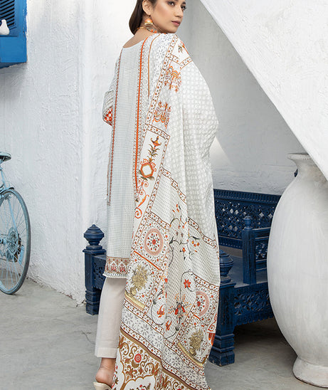 Orchid Digital Print Lawn`21 (White)