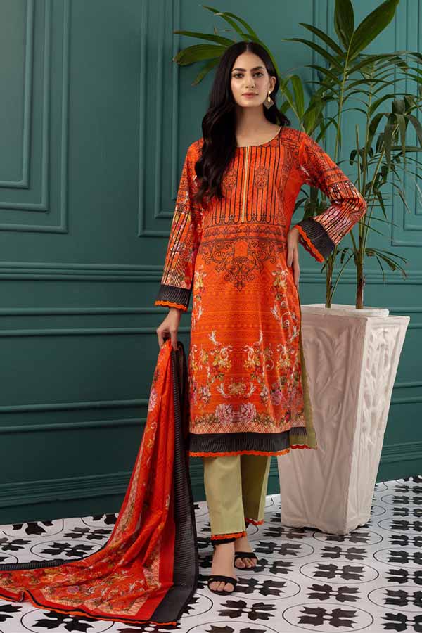 Orchid Digital Print Lawn'22 D Peach