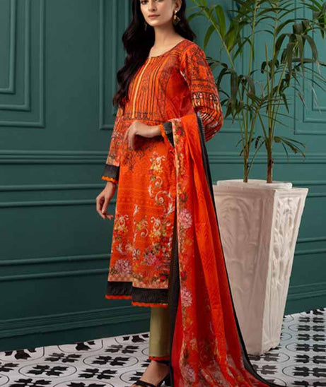 Orchid Digital Print Lawn'22 D Peach