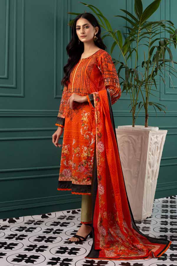 Orchid Digital Print Lawn'22 D Peach