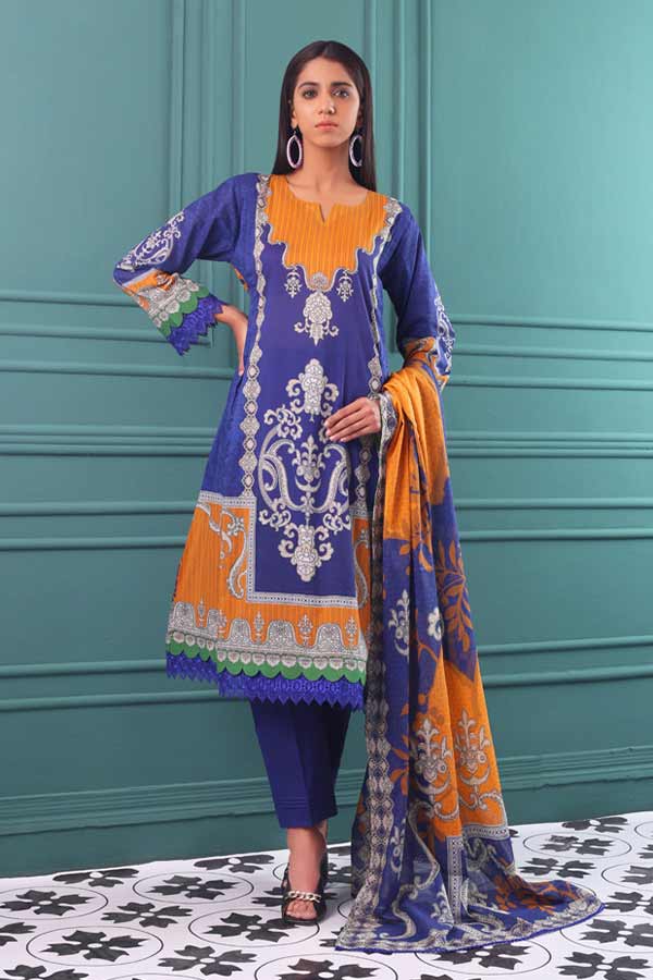 Orchid Print Lawn'22 Vol-1 R Blue
