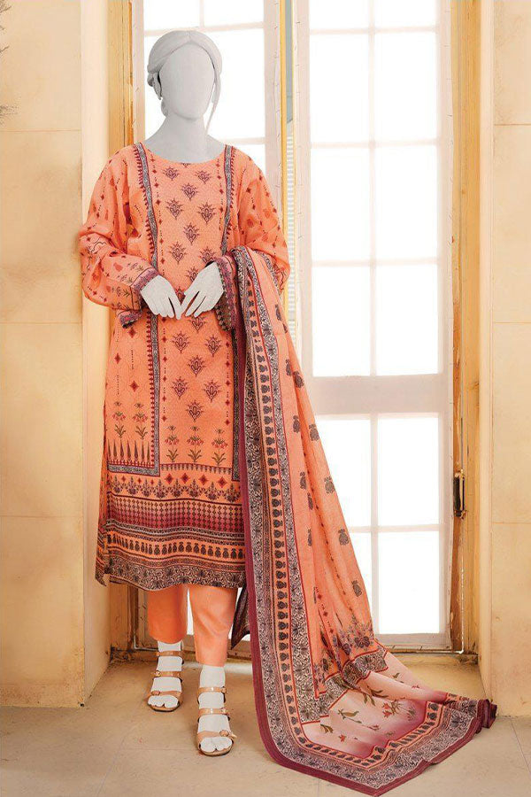 Oriens Digital Print Lawn`25 D#808 (D Peach)