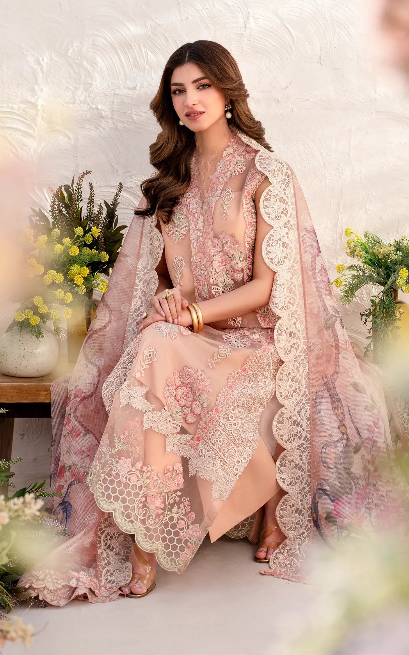 Asifa & Nabeel Azalia Luxury Lawn'25 Peony (AZL25-01)