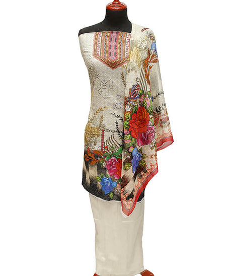 Print Lawn Chiffon Dupatta 3Pcs`22 D#4-04