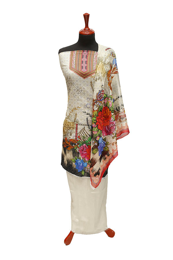 Print Lawn Chiffon Dupatta 3Pcs`22 D#4-04