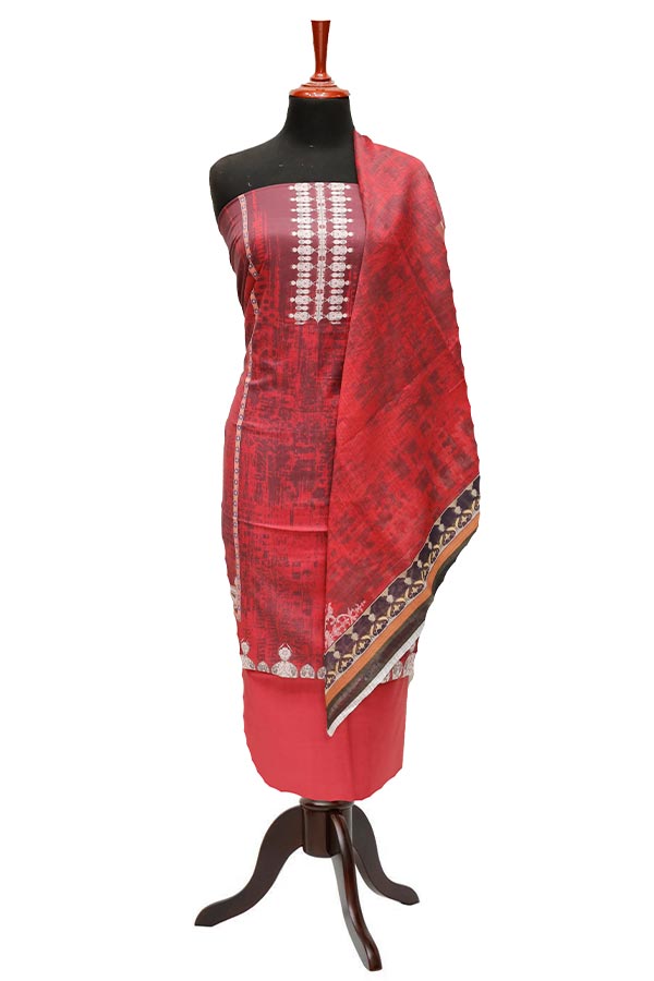 Print Slub Lawn O/Dupatta`23 D#1 Maroon