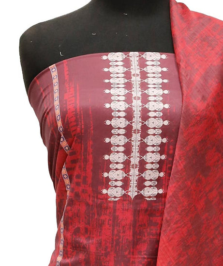 Print Slub Lawn O/Dupatta`23 D#1 Maroon