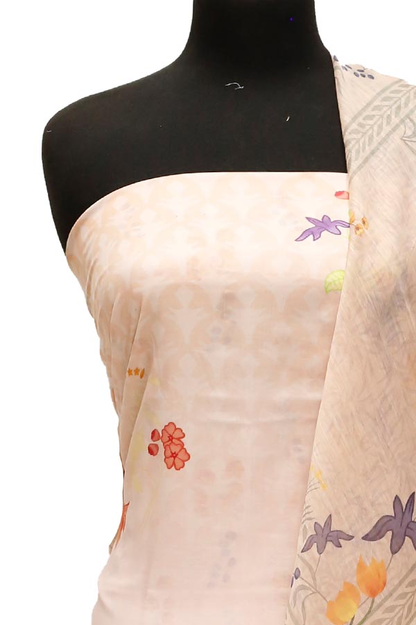 Print Slub Lawn O/Dupatta`23 D#1 Peach