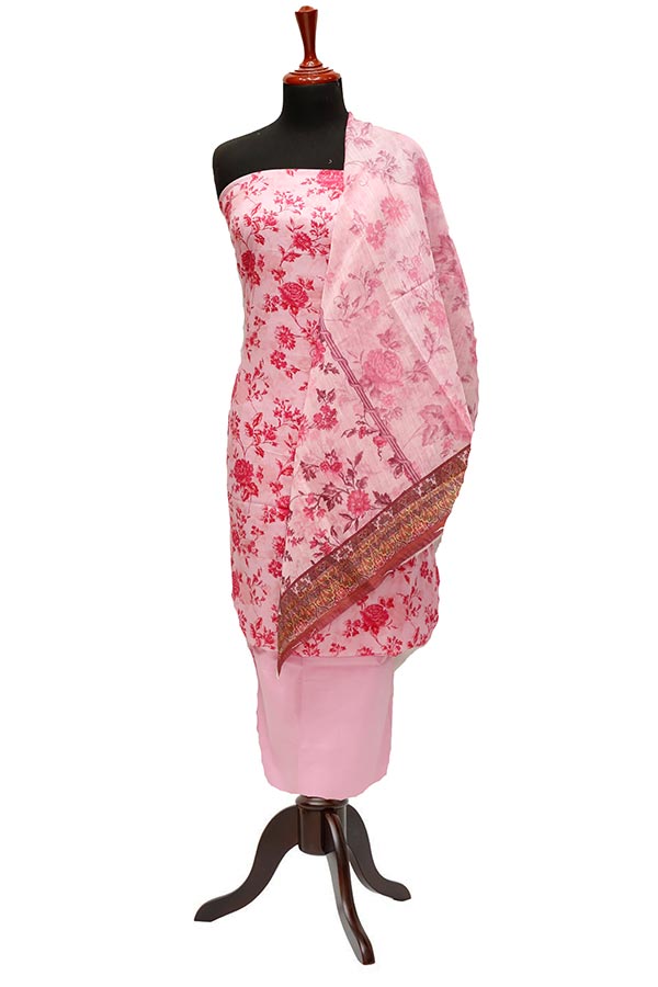 Print Slub Lawn O/Dupatta`23 D#1 Pink