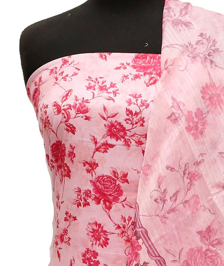 Print Slub Lawn O/Dupatta`23 D#1 Pink