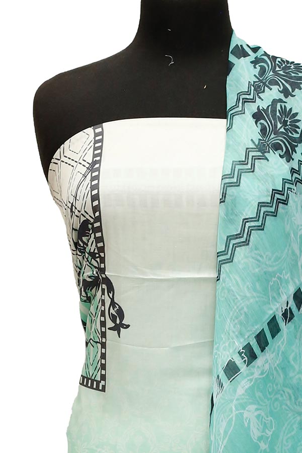 Print Slub Lawn O/Dupatta`23 D#1 Sea Green
