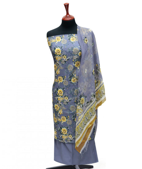 Puri Print Lawn C/Dupatta`25 D#6993 (B Grey)