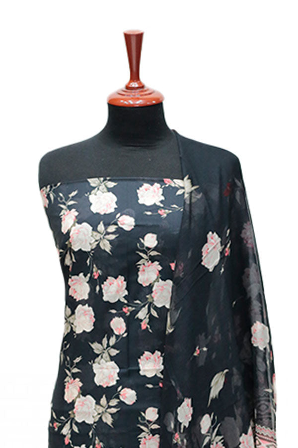 Puri Print Lawn C/Dupatta`25 D#6993 (Black)