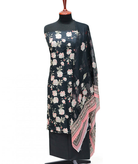 Puri Print Lawn C/Dupatta`25 D#6993 (Black)