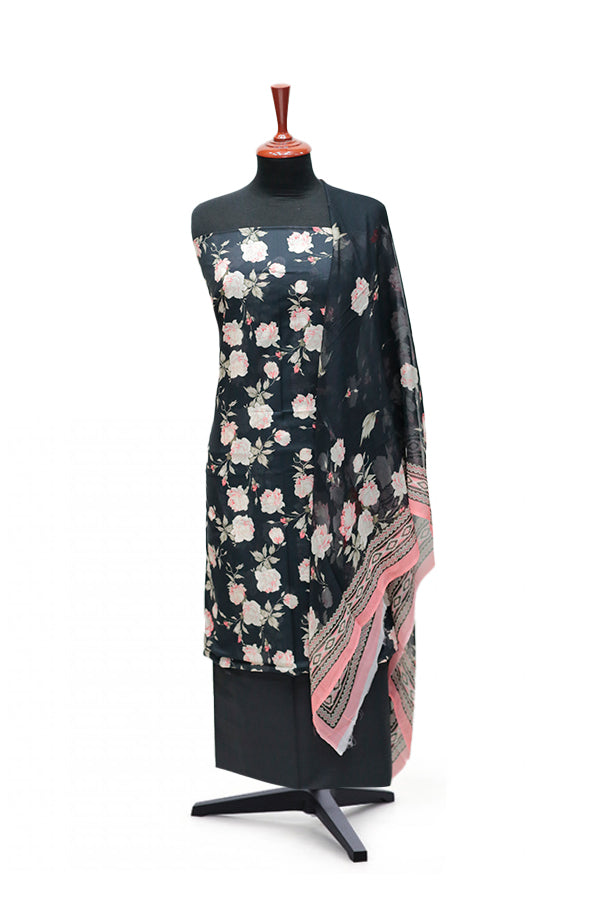 Puri Print Lawn C/Dupatta`25 D#6993 (Black)