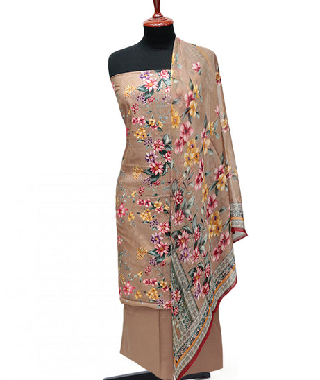 Puri Print Lawn C/Dupatta`25 D#6993 (Brown)