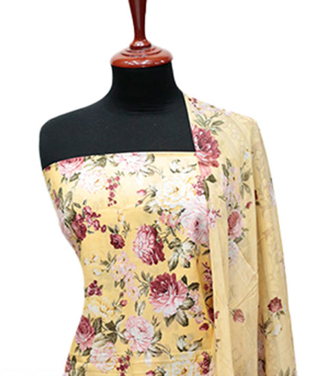 Puri Print Lawn C/Dupatta`25 D#6993 (Lemon Yellow)