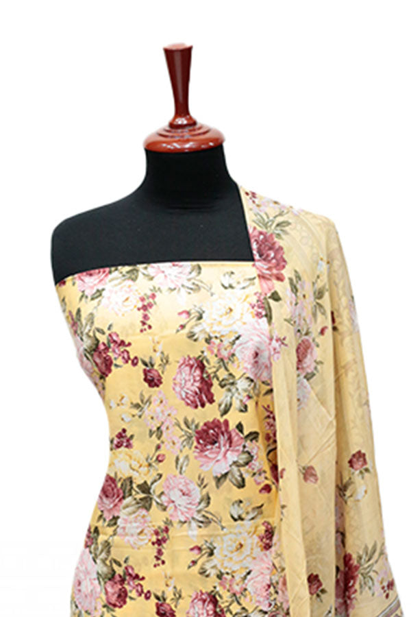 Puri Print Lawn C/Dupatta`25 D#6993 (Lemon Yellow)