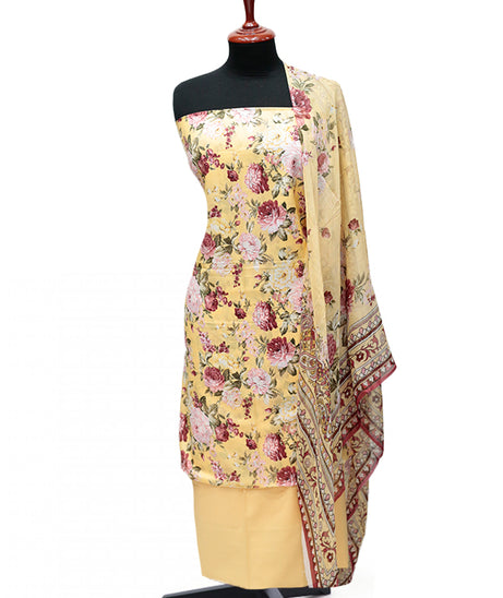 Puri Print Lawn C/Dupatta`25 D#6993 (Lemon Yellow)