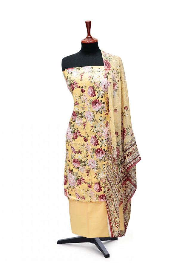 Puri Print Lawn C/Dupatta`25 D#6993 (Lemon Yellow)