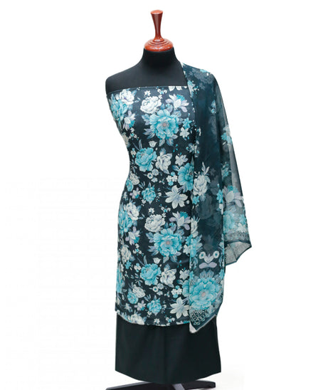 Puri Print Lawn C/Dupatta`25 D#6993 (Nevy Blue)