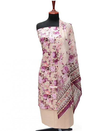 Puri Print Lawn C/Dupatta`25 D#6993 (Peach)