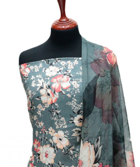 Puri Print Lawn C/Dupatta`25 D#6993 (G Grey)