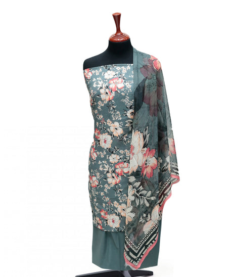 Puri Print Lawn C/Dupatta`25 D#6993 (G Grey)