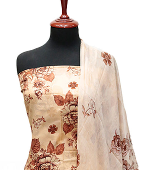 Puri Print Lawn C/Dupatta`25 D#7035 (Peach)