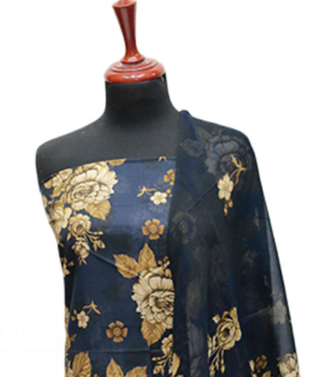 Puri Print Lawn C/Dupatta`25 D#7035 (Nevy Blue)