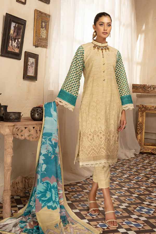 RA Blossom Emb P/Wool Shawl'21 D#05
