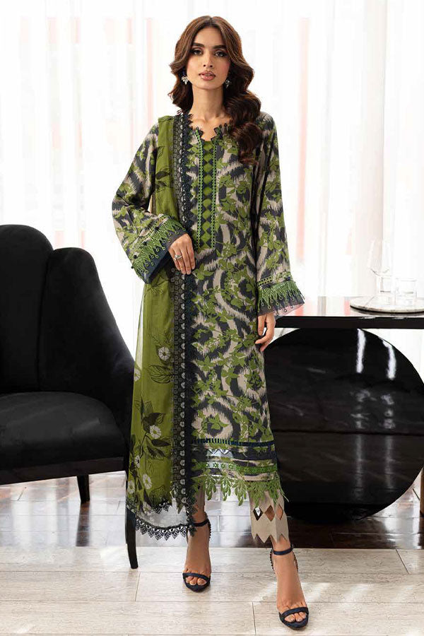 RA Nureh Print Chiffon Dupatta'24 SP#124