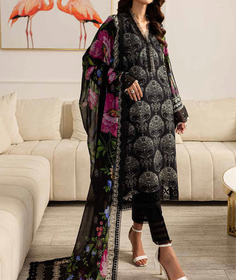 RA Nureh Print Chiffon Dupatta'24 SP#128