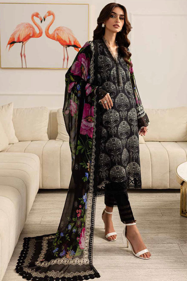 RA Nureh Print Chiffon Dupatta'24 SP#128