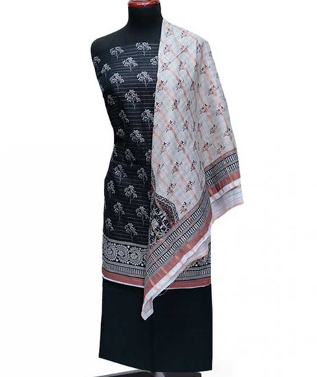 BA Zari Print Khaddar`24 D#01 Black