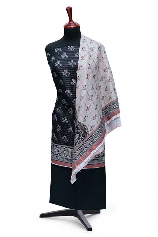 BA Zari Print Khaddar`24 D#01 Black