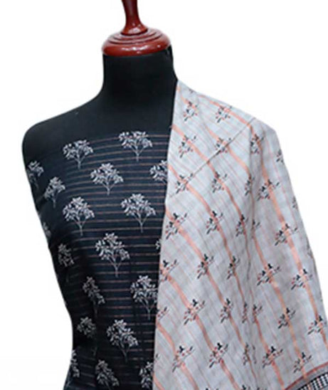 BA Zari Print Khaddar`24 D#01 Black