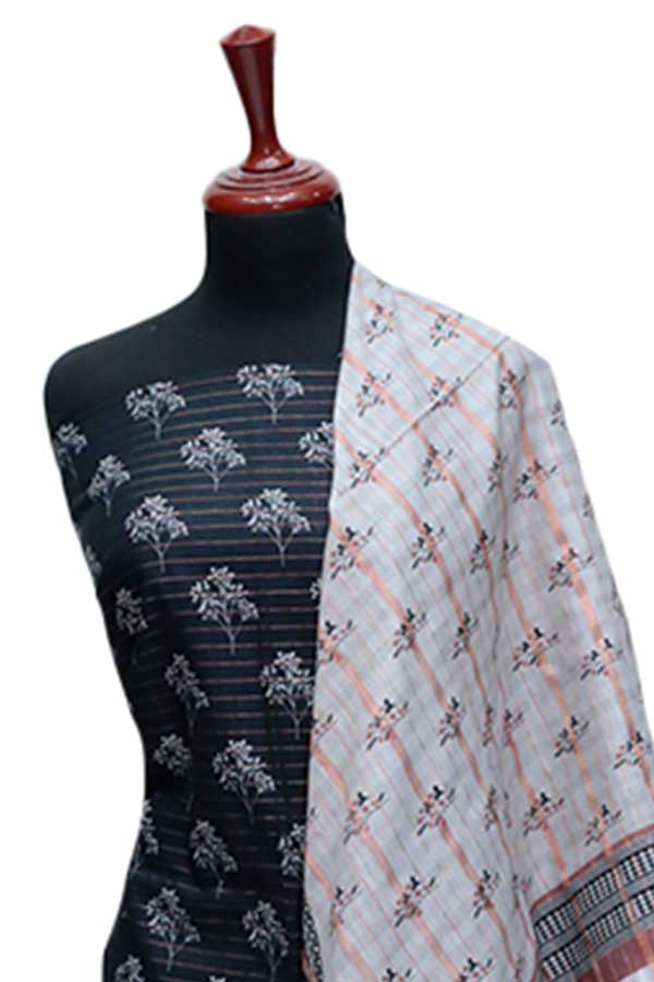 BA Zari Print Khaddar`24 D#01 Black