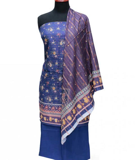 BA Zari Print Khaddar`24 D#01 Blue