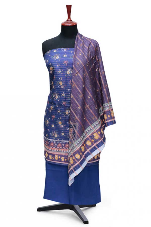 RA Zari Print Khaddar`24 D#01 Blue