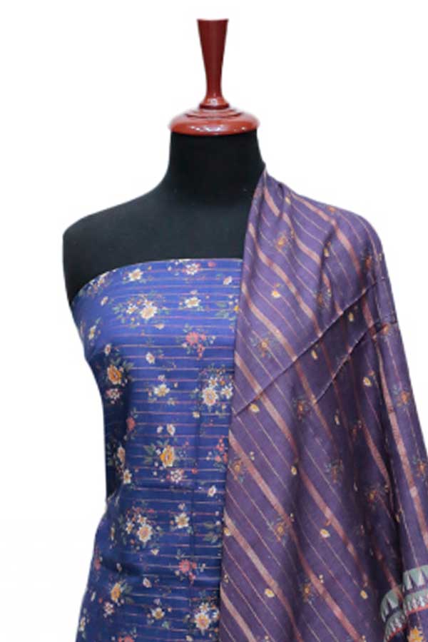 BA Zari Print Khaddar`24 D#01 Blue