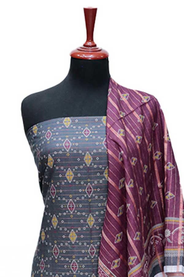 BA Zari Print Khaddar`24 D#01 D-Grey