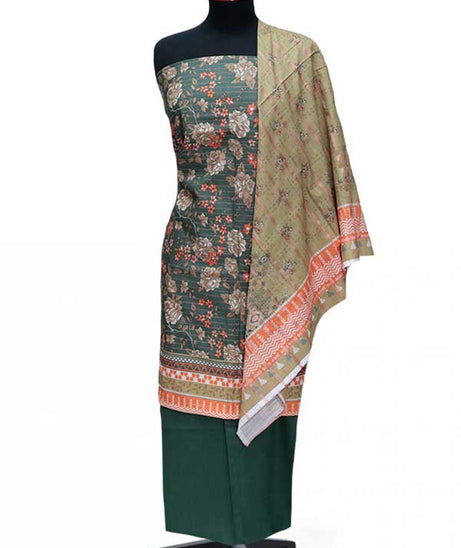 BA Zari Print Khaddar`24 D#01 D-Green