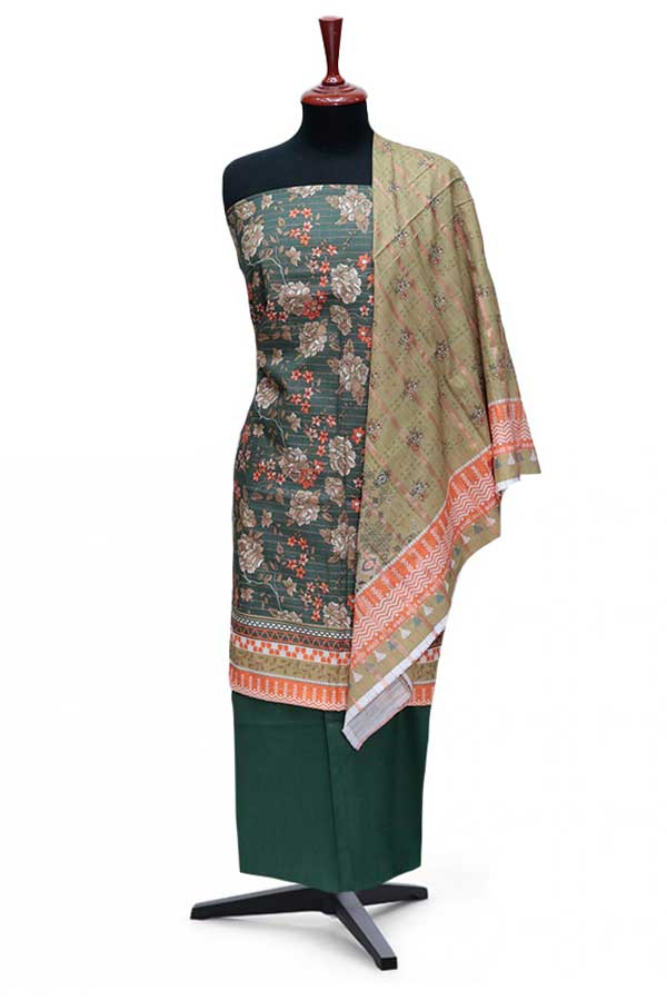 RA Zari Print Khaddar`24 D#01 D-Green