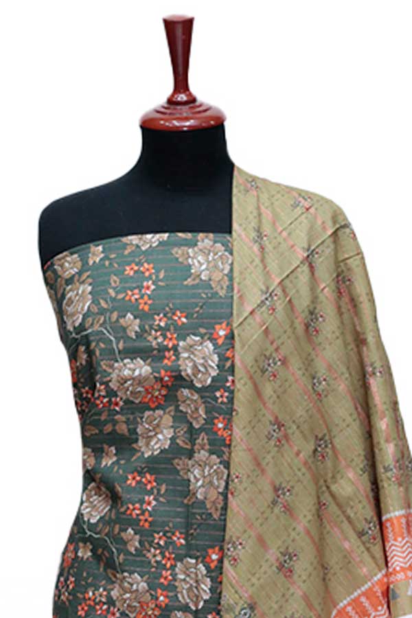 BA Zari Print Khaddar`24 D#01 D-Green