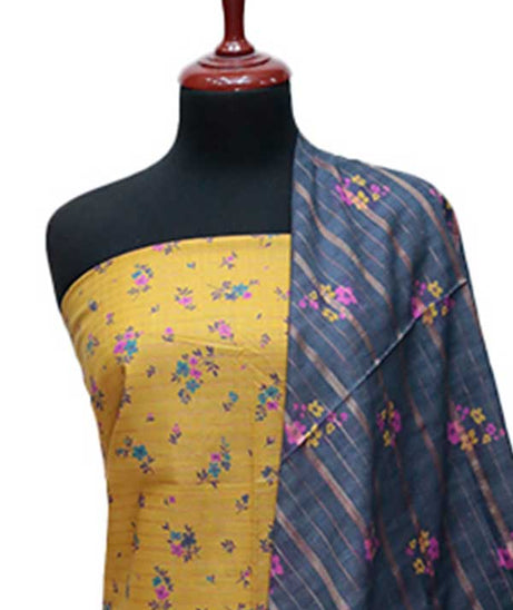 BA Zari Print Khaddar`24 D#01 Mustard