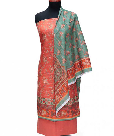 BA Zari Print Khaddar`24 D#01 Orange