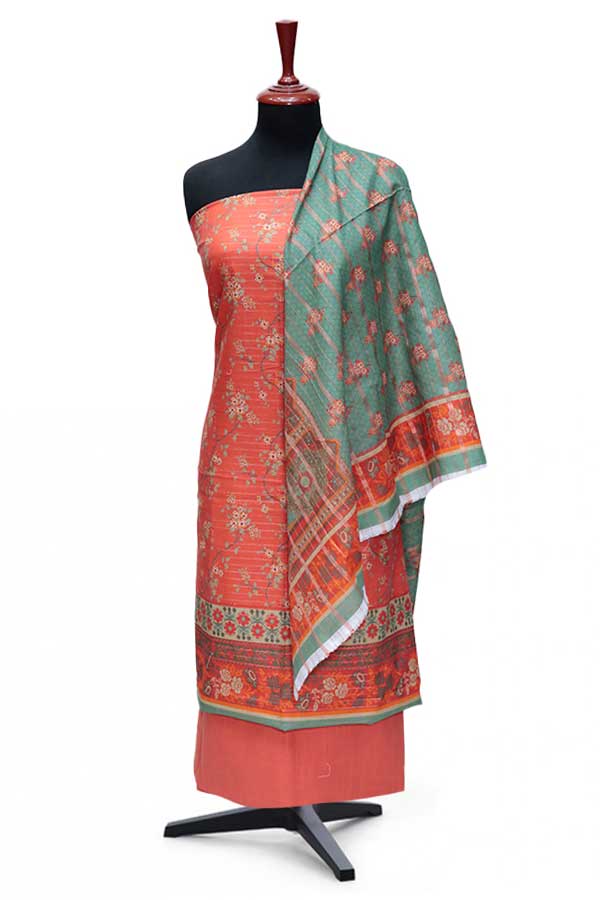 RA Zari Print Khaddar`24 D#01 Orange