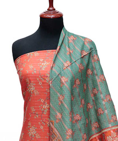 BA Zari Print Khaddar`24 D#01 Orange